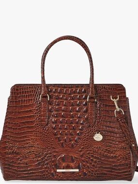 New Without Tags Brahmin Finley Satchel Croc-Embossed Leather